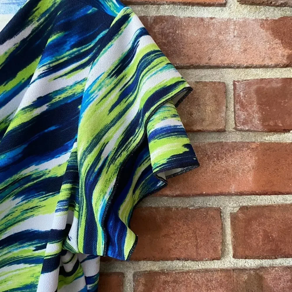 Bleeker & McDougal Cowl Neck Cap Sleeve Stripe Top XL